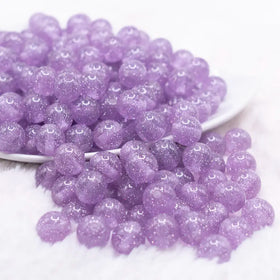 12mm Light Purple Shimmer Glitter Sparkle Bubblegum Beads - 20 Count