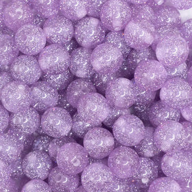 12mm Light Purple Shimmer Glitter Sparkle Bubblegum Beads - 20 Count