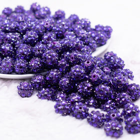 12mm Purple Rhinestone Bubblegum Beads - 10 & 20 Count