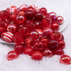 front view of a pile of 12mm Red Acrylic Bubblegum Bead Mix