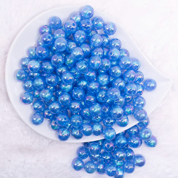 top view of a pile of 12mm Royal Blue Opal Bubblegum Beads - 20 Count