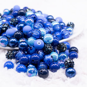 12mm Royal Blue Acrylic Bubblegum Bead Mix