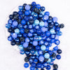top view of a pile of 12mm Royal Blue Acrylic Bubblegum Bead Mix