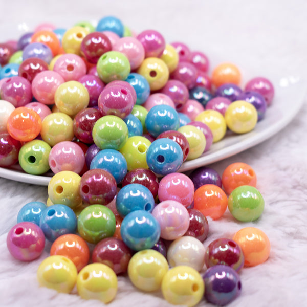 front view of a pile of 12mm Solid Color AB Mix Acrylic Bubblegum Beads Bulk - Choose Count