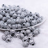 front view of a pile of 12mm Volleyball Print Chunky Acrylic Bubblegum Beads