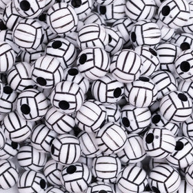 12mm Volleyball Print Chunky Acrylic Bubblegum Beads