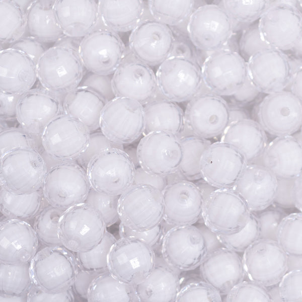 close up view of a pile of 12mm White Transparent Bead in a Bead Bubblegum Beads