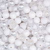 close up view of a pile of 12mm White Acrylic Bubblegum Bead Mix