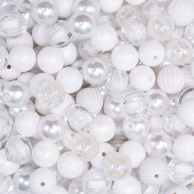 12mm White Acrylic Bubblegum Bead Mix