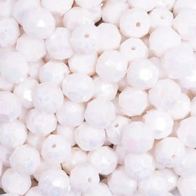 12mm White Opaque AB Faceted Shaped Bubblegum Beads