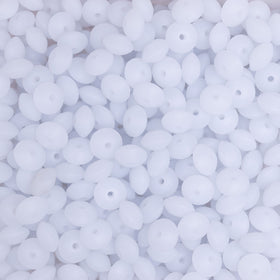 12mm White Glow in The Dark Lentil Silicone Bead