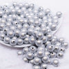 front view of a pile of 12mm White Miracle Bubblegum Bead