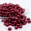 front view of a pile of 12mm Wine Red Pearl Acrylic Bubblegum Beads