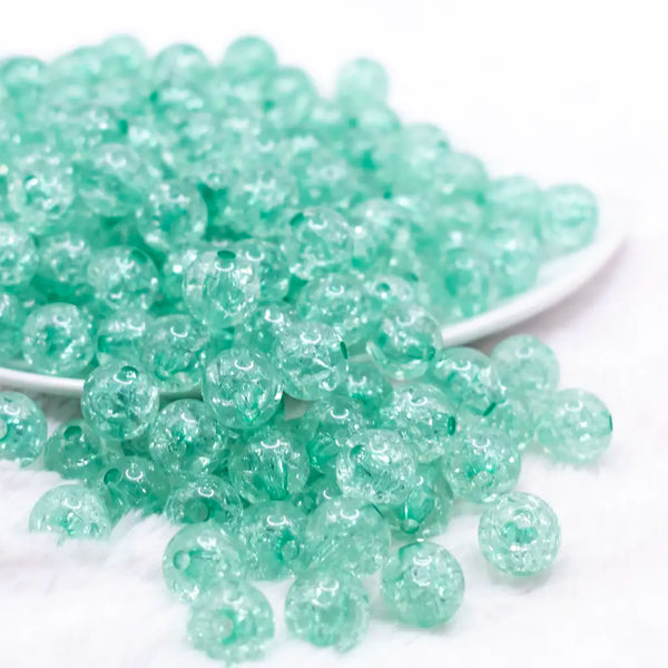 front view of a pile of 12mm Wintergreen Crackle Bubblegum Beads