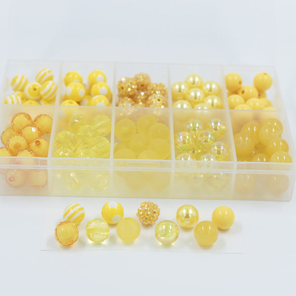 front view of a pile of DIY 12mm Yellow Series Acrylic Starter Kit - 160 pieces