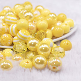 12mm Yellow Acrylic Bubblegum Bead Mix