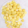 top view of a pile of 12mm Yellow Acrylic Bubblegum Bead Mix