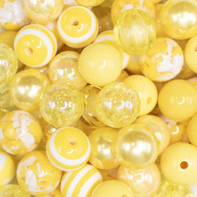 12mm Yellow Acrylic Bubblegum Bead Mix