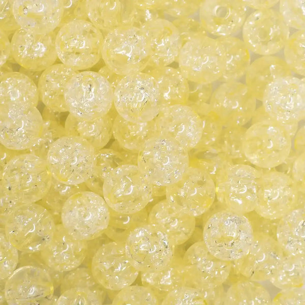 close up view of a pile of 12mm Yellow Crackle Bubblegum Beads