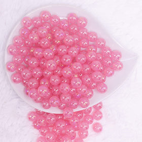 12mm Bright Pink Jelly AB Acrylic Bubblegum Beads - 20 Count