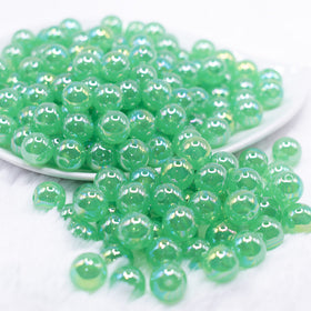 12mm Green Jelly AB Acrylic Bubblegum Beads - 20 Count