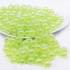 front view of a pile of 12mm Lime Green Jelly AB Acrylic Bubblegum Beads - 20 Count
