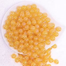 12mm Mustard Jelly AB Acrylic Bubblegum Beads - 20 Count