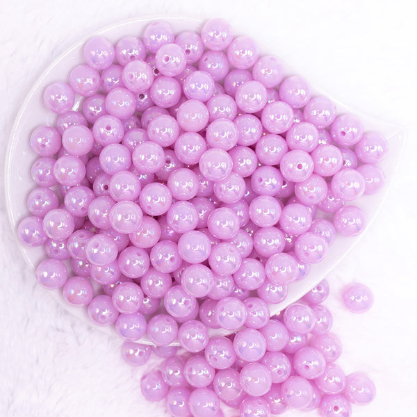 top view of a pile of 12mm pastel purple Jelly AB Acrylic Bubblegum Beads - 20 Count