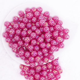 12mm Raspberry Pink Jelly AB Acrylic Bubblegum Beads - 20 Count