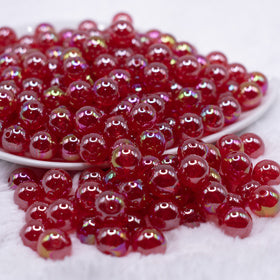 12mm Red Jelly AB Acrylic Bubblegum Beads - 20 Count