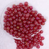 Top view of a pile of 12mm Red Jelly AB Acrylic Bubblegum Beads - 20 Count