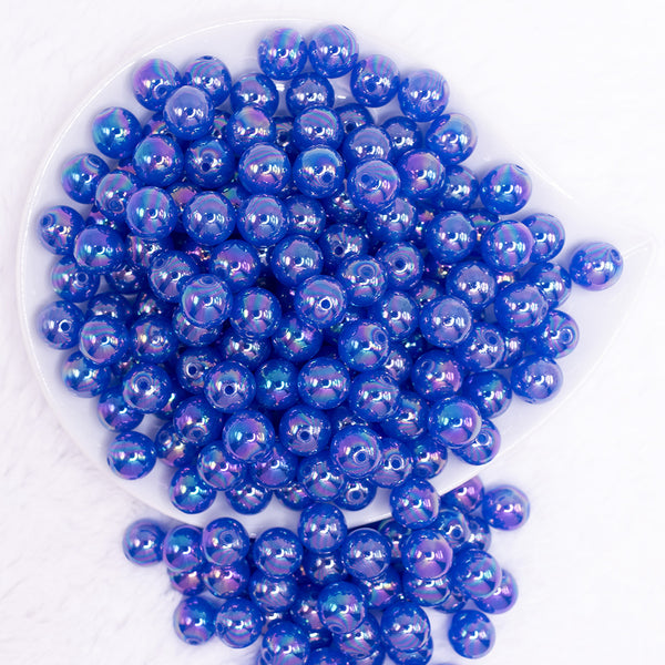 top view of a pile of 12mm Royal Blue Jelly AB Acrylic Bubblegum Beads - 20 Count