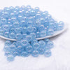 front view of a pile of 12mm Sky Blue Jelly AB Acrylic Bubblegum Beads - 20 Count