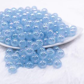 12mm Sky Blue Jelly AB Acrylic Bubblegum Beads - 20 Count