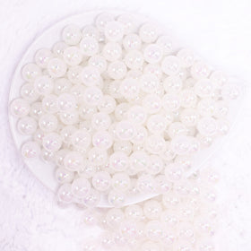 12mm White Jelly AB Acrylic Bubblegum Beads - 20 Count