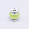 top view of a pile of 15mm Lime Green Spacer Bead with Rhinestone Rondelle - 5 Count per order