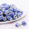 front view of a pile of 15mm Royal Blue Spacer Bead with Rhinestone Rondelle - 5 Count per order