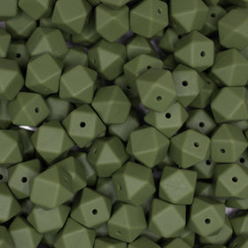 14mm Bean Green Hexagon Silicone Bead