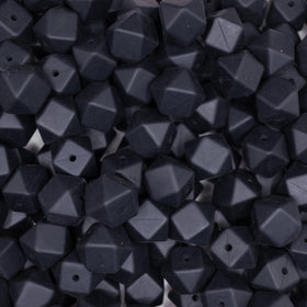 14mm Black Hexagon Silicone Bead