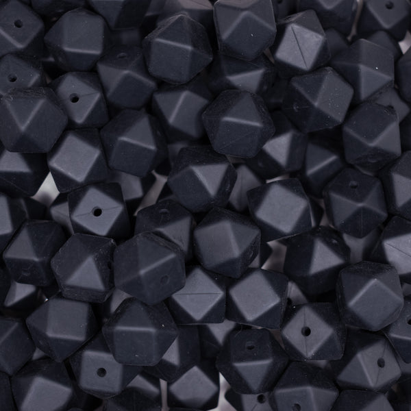 top view of a pile of 14mm Black Hexagon Silicone Bead