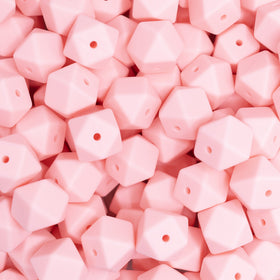 14mm Candy Pink Hexagon Silicone Bead