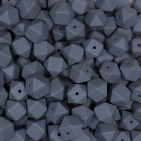 14mm Dim Gray Hexagon Silicone Bead