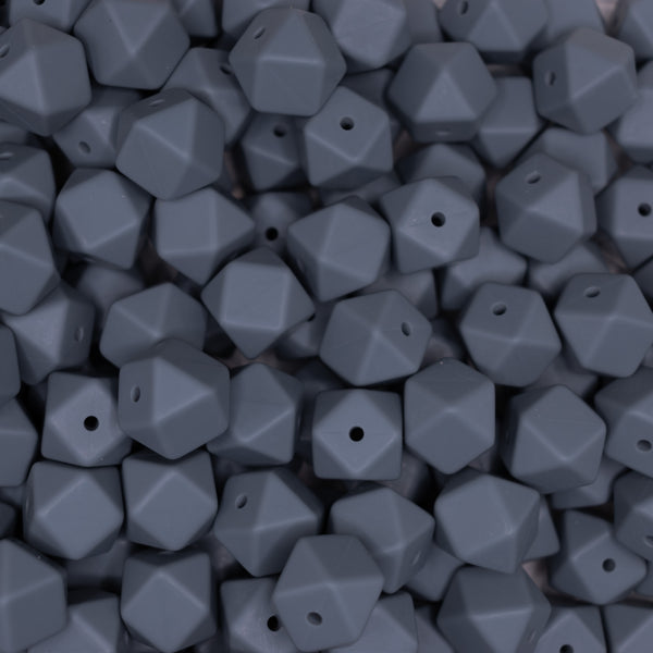 top view of a pile of 14mm Dim Gray Hexagon Silicone Bead