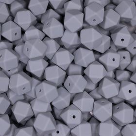 14mm Light Gray Hexagon Silicone Bead