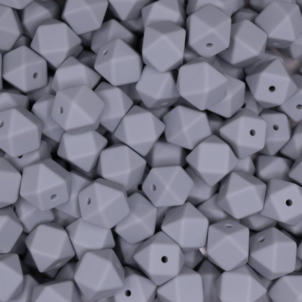 top view of a pile of 14mm Light Gray Hexagon Silicone Bead