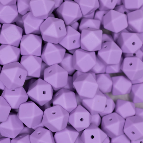 top view of a pile of 14mm Light Purple Hexagon Silicone Bead