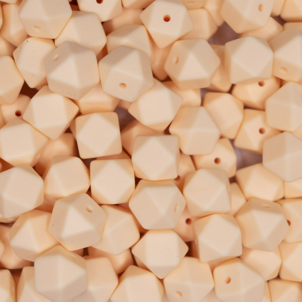 top view of a pile of 14mm Light Yellow Hexagon Silicone Bead