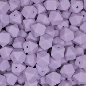14mm Lilac Purple Hexagon Silicone Bead