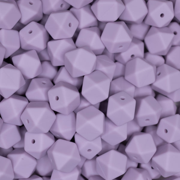 top view of a pile of 14mm Lilac Purple Hexagon Silicone Bead