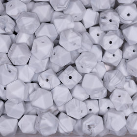 14mm Marble White Hexagon Silicone Bead